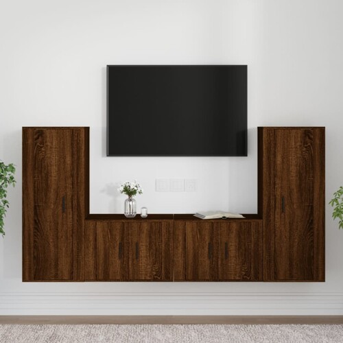 vidaXL 4-dijelni set TV ormarića boja smeđeg hrasta konstruirano drvo