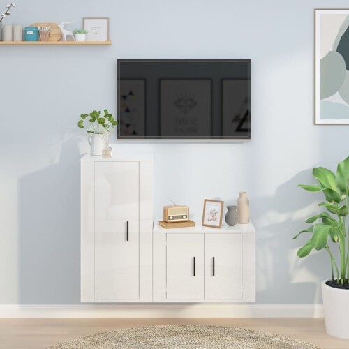 vidaXL 2-dijelni set TV ormarića sjajni bijeli drveni