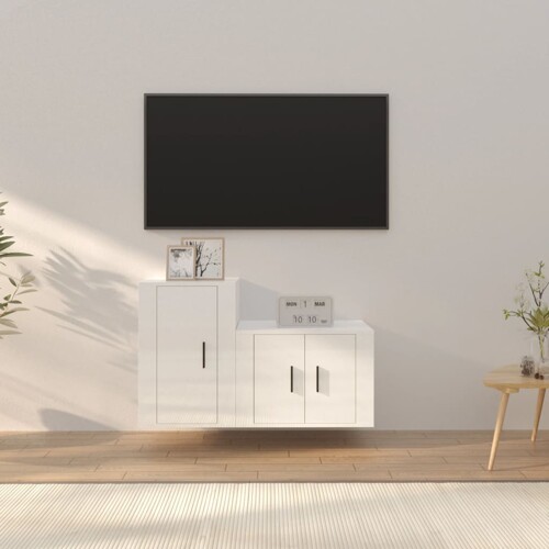 vidaXL 2-dijelni set TV ormarića sjajni bijeli drveni