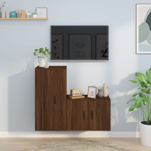 vidaXL 2-dijelni set TV ormarića boja smeđeg hrasta konstruirano drvo