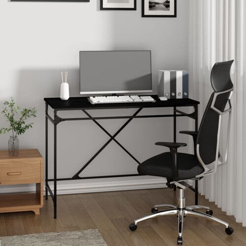 vidaXL Radni stol crni 100 x 50 x 75 cm konstruirano drvo i željezo