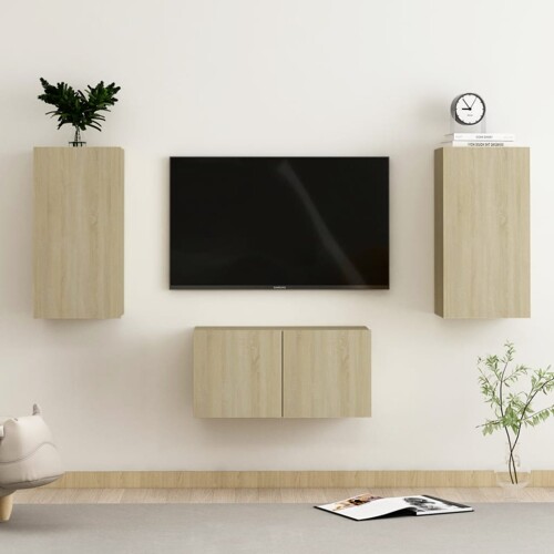 vidaXL 3-dijelni set TV ormarića boja hrasta sonome konstruirano drvo