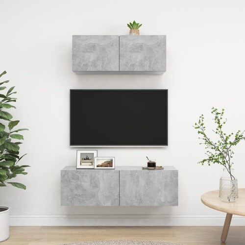 vidaXL 2-dijelni set TV ormarića siva boja betona konstruirano drvo