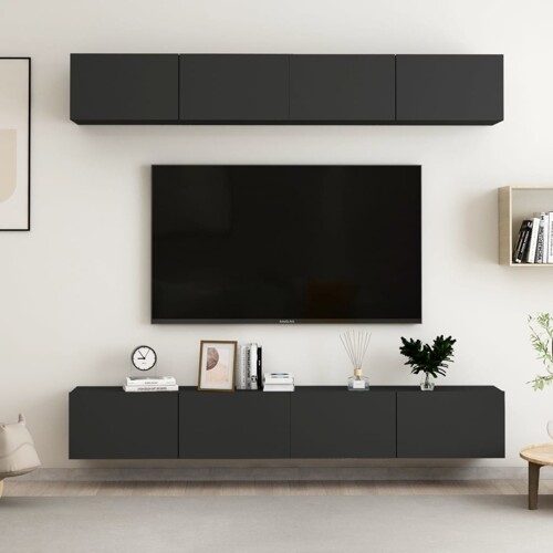 vidaXL TV ormarići 4 kom crni 100 x 30 x 30 cm od konstruiranog drva
