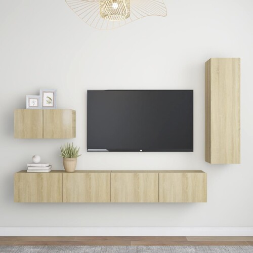 vidaXL 4-dijelni set TV ormarića boja hrasta sonome konstruirano drvo