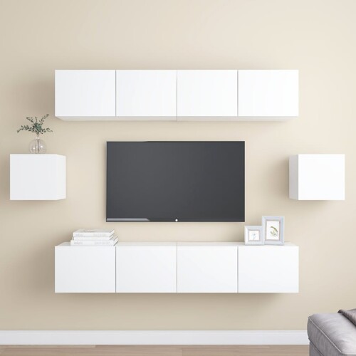 vidaXL 6-dijelni set TV ormarića bijeli od konstruiranog drva