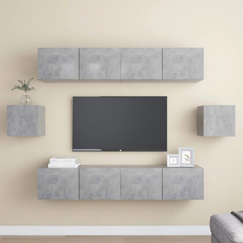 vidaXL 6-dijelni set TV ormarića siva boja betona konstruirano drvo