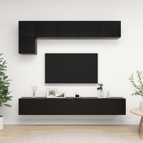 vidaXL 5-dijelni set TV ormarića crni od konstruiranog drva