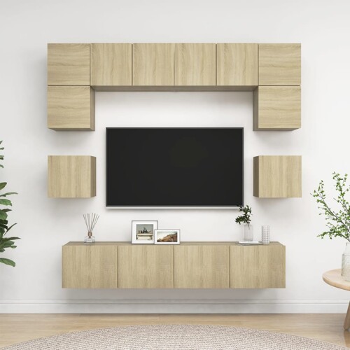 vidaXL 8-dijelni set TV ormarića boja hrasta sonome konstruirano drvo