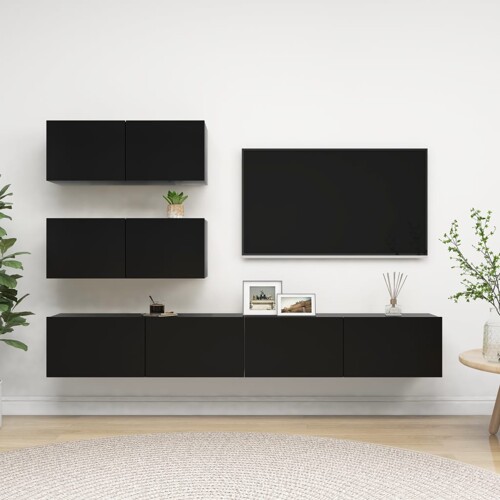 vidaXL 4-dijelni set TV ormarića od konstruiranog drva crni