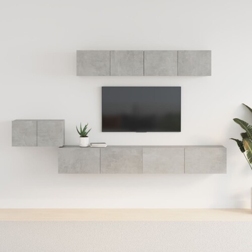 vidaXL 5-dijelni set TV ormarića siva betona konstruirano drvo