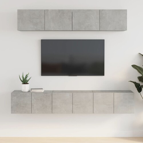 vidaXL 5-dijelni set TV ormarića siva betona konstruirano drvo