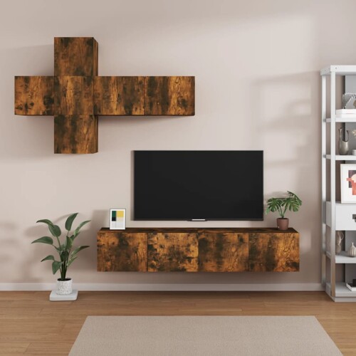 vidaXL 7-dijelni set TV ormarića boja dimljenog hrasta drveni