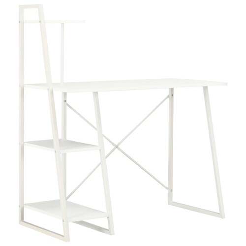 vidaXL Radni stol s policama bijeli 102 x 50 x 117 cm