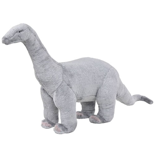 vidaXL Samostojeći plišani dinosaur brahiosaur sivi XXL