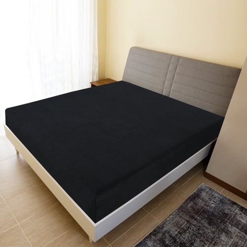 vidaXL Plahte s gumicom od žerseja 2 kom crne 160x200 cm pamučne