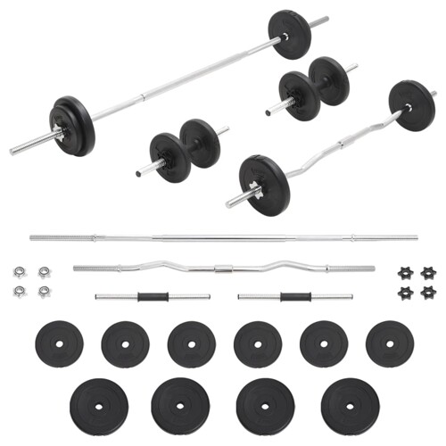 vidaXL Set dvoručnih i jednoručnih utega 30 kg
