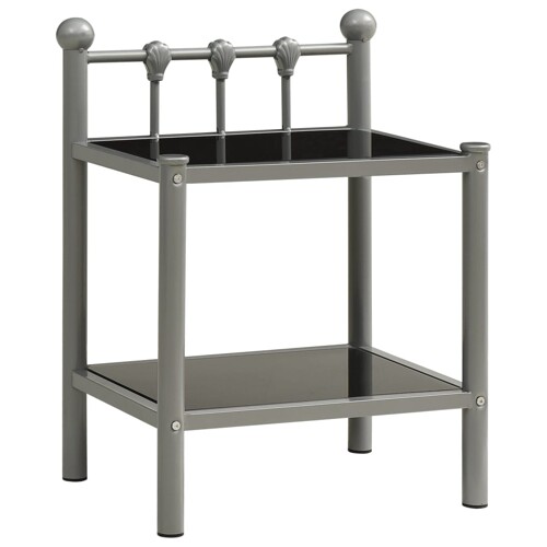 vidaXL Noćni ormarić sivo-crni 45 x 34,5 x 60,5 cm od metala i stakla