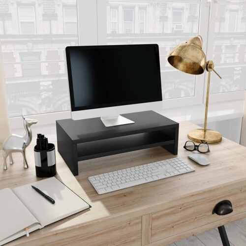 vidaXL Stalak za monitor crni 42 x 24 x 13 cm konstruirano drvo