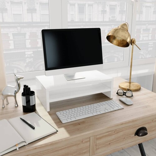 vidaXL Stalak za monitor sjajni bijeli 42x24x13 cm konstruirano drvo