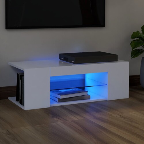 vidaXL TV ormarić s LED svjetlima bijeli 90 x 39 x 30 cm