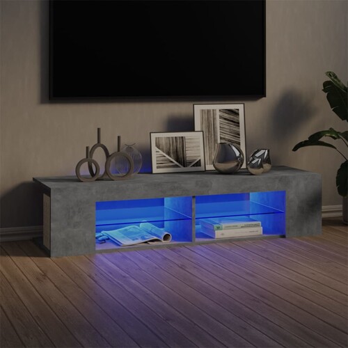 vidaXL TV ormarić s LED svjetlima siva boja betona 135 x 39 x 30 cm