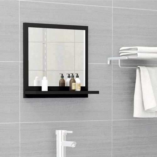 vidaXL Kupaonsko ogledalo crno 40 x 10,5 x 37 cm konstruirano drvo