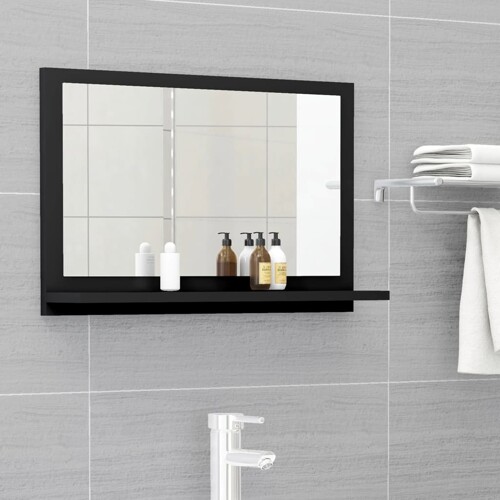 vidaXL Kupaonsko ogledalo crno 60 x 10,5 x 37 cm konstruirano drvo