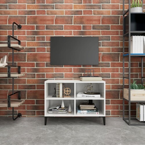 vidaXL TV ormarić s metalnim nogama sjajni bijeli 69,5 x 30 x 50 cm
