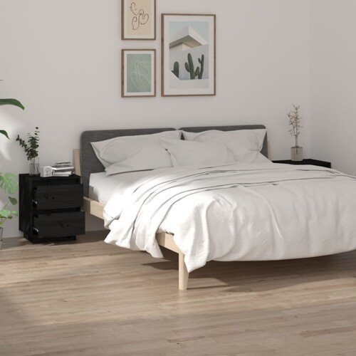 vidaXL Noćni ormarići 2 kom crni 40 x 35 x 50 cm od masivne borovine