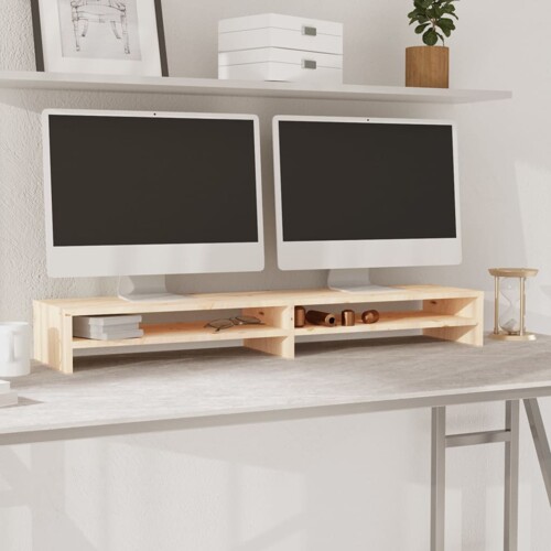 vidaXL Stalak za monitor 100 x 24 x 13 cm od masivne borovine