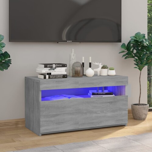 vidaXL TV ormarić s LED svjetlima siva boja hrasta 75 x 35 x 40 cm