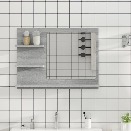 vidaXL Kupaonsko ogledalo boja sivog hrasta 60 x 10,5x 45 cm drveno
