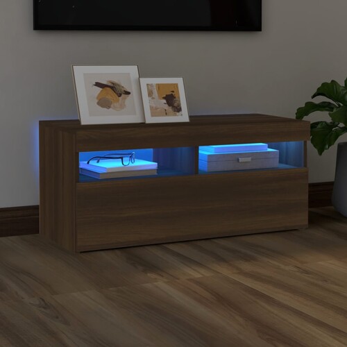 vidaXL TV ormarić s LED svjetlima boja smeđeg hrasta 90 x 35 x 40 cm