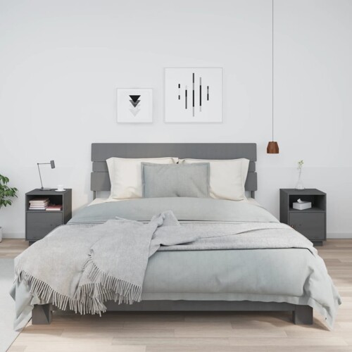 vidaXL Noćni ormarići 2 kom sivi 40 x 34 x 55 cm od masivne borovine