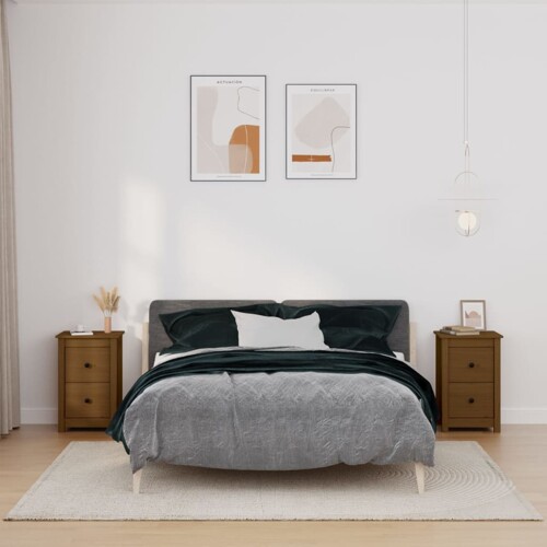 vidaXL Noćni ormarići 2 kom boja meda 40x35x61,5 cm od borovine