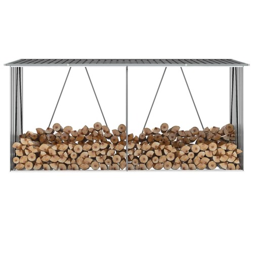 vidaXL Vrtna ostava za drva pocinčani čelik 330 x 84 x 152 cm antracit