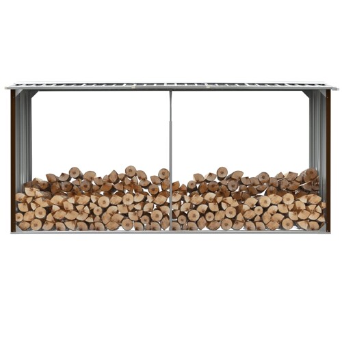vidaXL Vrtna ostava za drva od pocinčanog čelika 330x92x153 cm smeđa