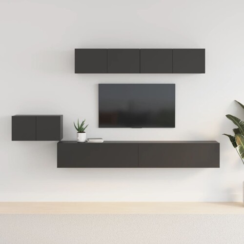 vidaXL 5-dijelni set TV ormarića crni od konstruiranog drva
