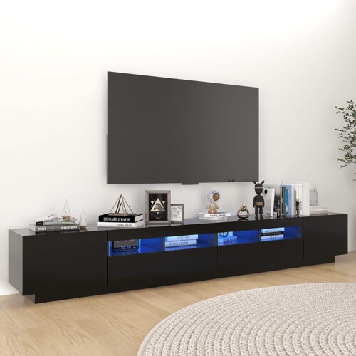 vidaXL TV ormarić s LED svjetlima crni 260 x 35 x 40 cm