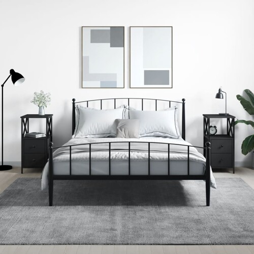 vidaXL Noćni ormarići 2 kom crni 34 x 35,5 x 70 cm konstruirano drvo