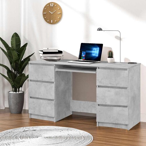 vidaXL Pisaći stol siva boja betona 140 x 50 x 77 cm konstruirano drvo