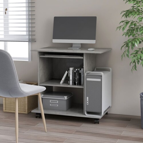 vidaXL Stol za računalo siva boja betona 80x50x75 cm konstruirano drvo