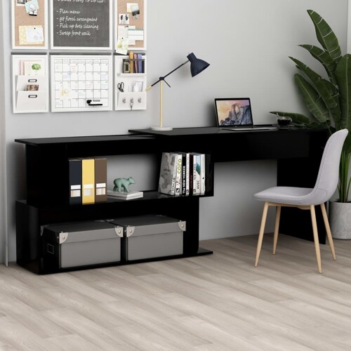 vidaXL Kutni radni stol crni 200 x 50 x 76 cm od konstruiranog drva