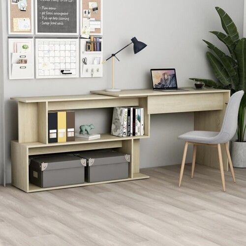 vidaXL Kutni radni stol boja hrasta 200x50x76 cm od konstruiranog drva
