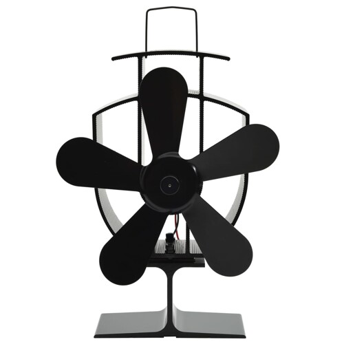 vidaXL Ventilator za peć na toplinski pogon s 5 lopatica crni