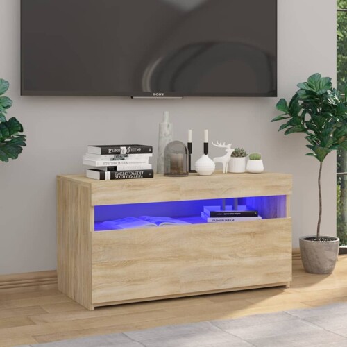 vidaXL TV ormarić s LED svjetlima boja hrasta sonome 75 x 35 x 40 cm
