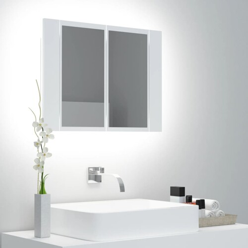 vidaXL LED kupaonski ormarić s ogledalom bijeli 60x12x45 cm akrilni