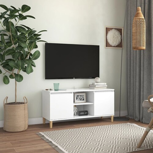 vidaXL TV ormarić s nogama od masivnog drva bijeli 103,5 x 35 x 50 cm