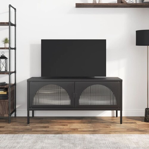 vidaXL TV ormarić crni 105 x 35 x 50 cm od stakla i čelika